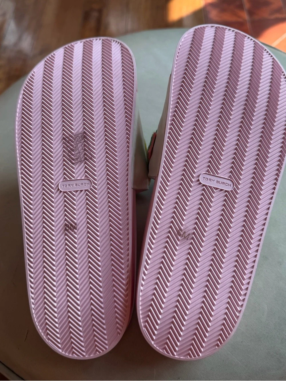 NEW Tory Burch LOVE Logo Pink Slide Sandals